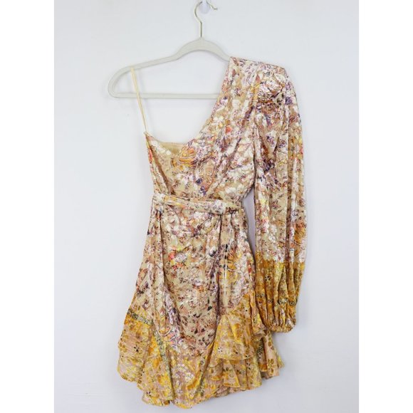 NEW Hemant and Nandita Kalon One Shoulder Belted Mini Dress Cyber Floral Small - Picture 5 of 10